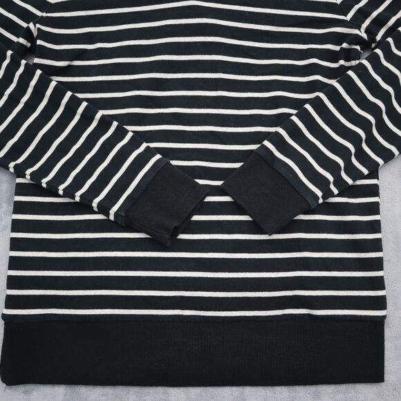 Banana Republic Sweater Womens M Black Long Sleeve Button Stripe Knit Pullover - Picture 16 of 16